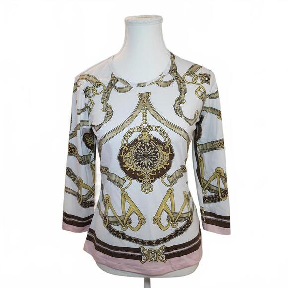 J. Mclaughlin Chic Chain Print Long Sleeve Top Size S - Picture 1 of 9